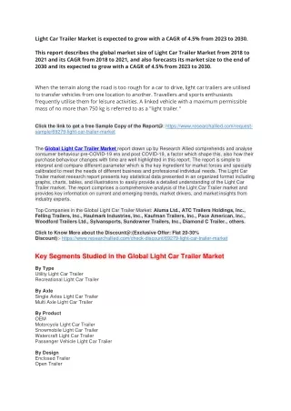 light car trailer market is expected to grow with