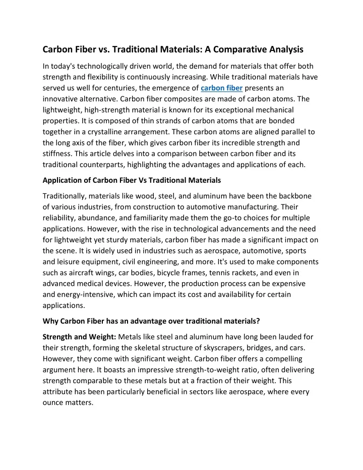 carbon fiber vs traditional materials