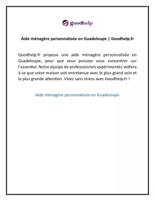 Aide ménagère personnalisée en Guadeloupe | Goodhelp.fr