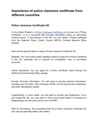 Importance of police clearance certificate from different countries