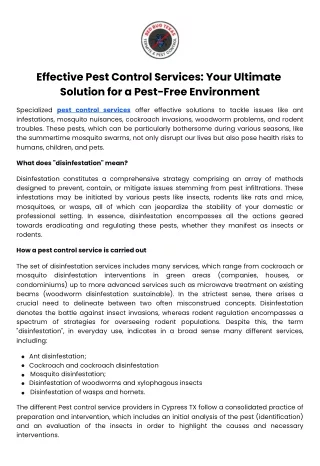 effective pest control services your ultimate