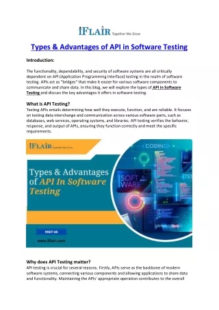 Types & Advantages of API in Software Testing
