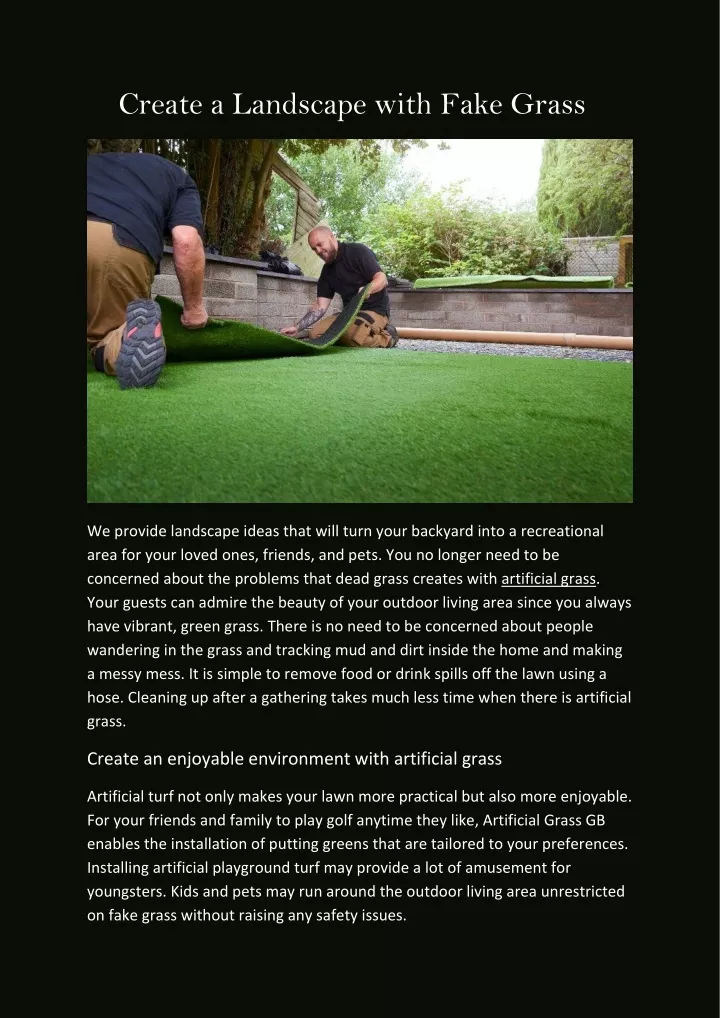 create a landscape with fake grass