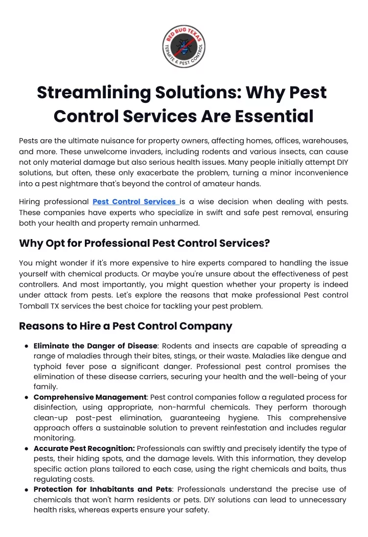 streamlining solutions why pest control services