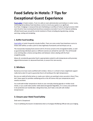 Food Safety in Hotels 7 Tips for Exceptional Guest Experience