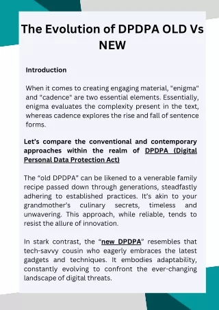 The Evolution of DPDPA Old VS New