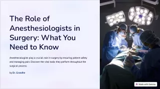 The Role of Anesthesiologists in Surgery What You Need to Know