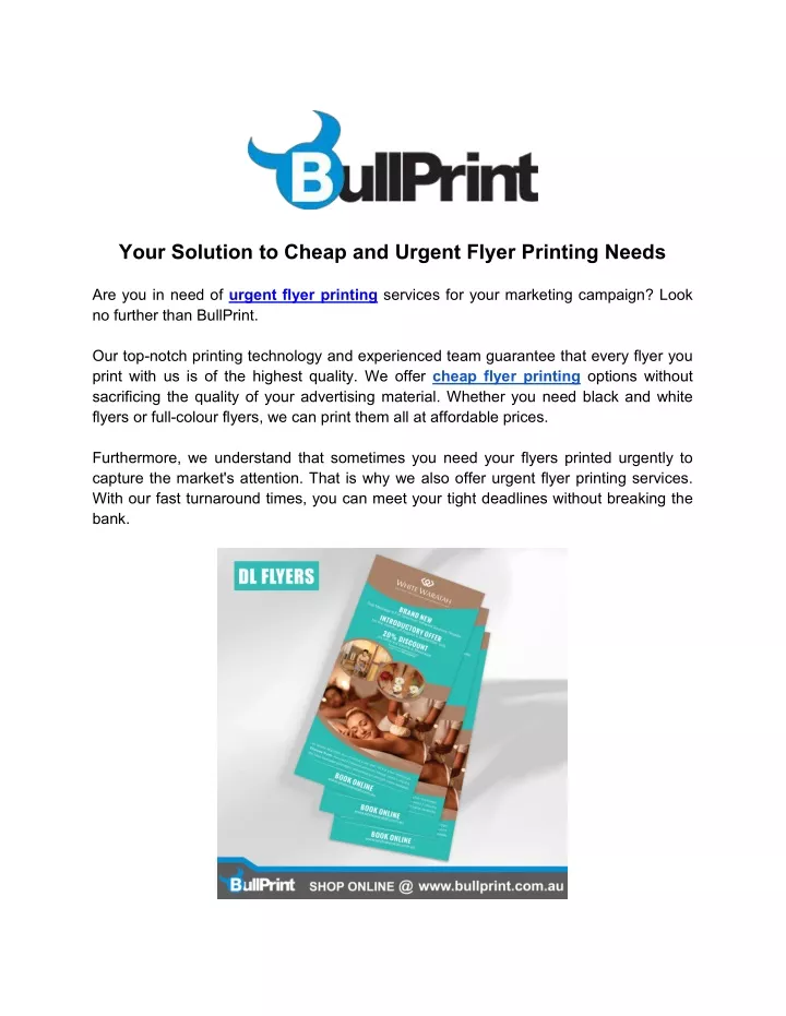 your solution to cheap and urgent flyer printing