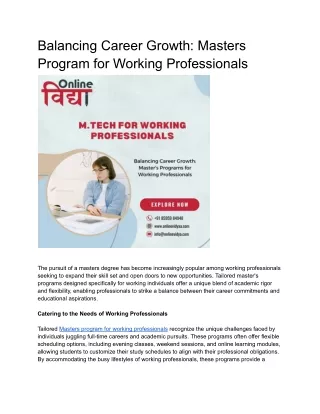 balancing career growth masters program