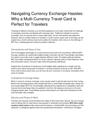 Navigating Currency Exchange Hassles_ Why a Multi-Currency Travel Card is Perfect for Travelers