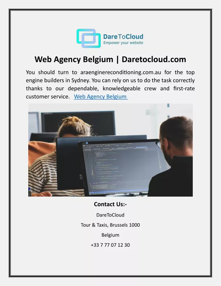 web agency belgium daretocloud com