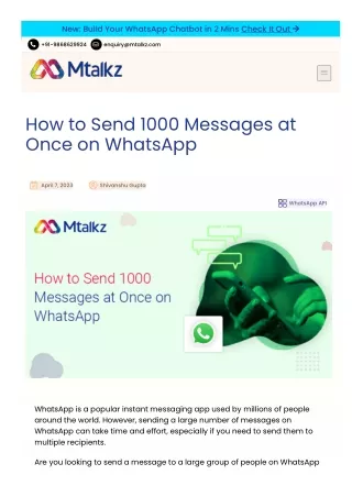 How to Send 1000 Messages at Once on WhatsApp