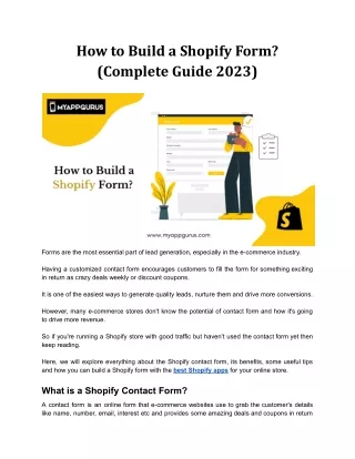 how to build a shopify form complete guide 2023