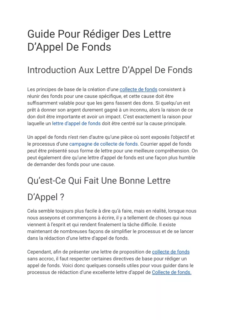 guide pour r diger des lettre d appel de fonds