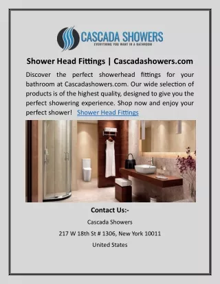 Shower Head Fittings | Cascadashowers.com