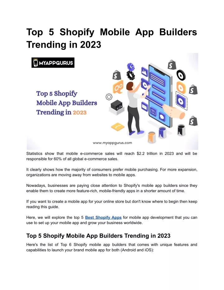 top 5 shopify mobile app builders trending in 2023