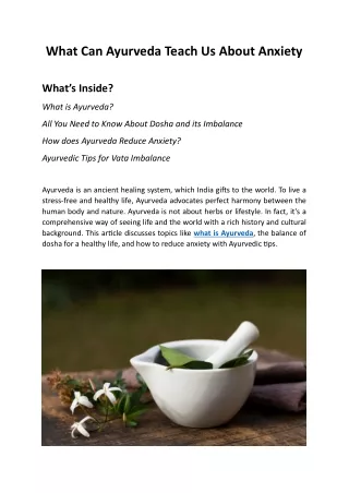 what can ayurveda teach us about anxiety