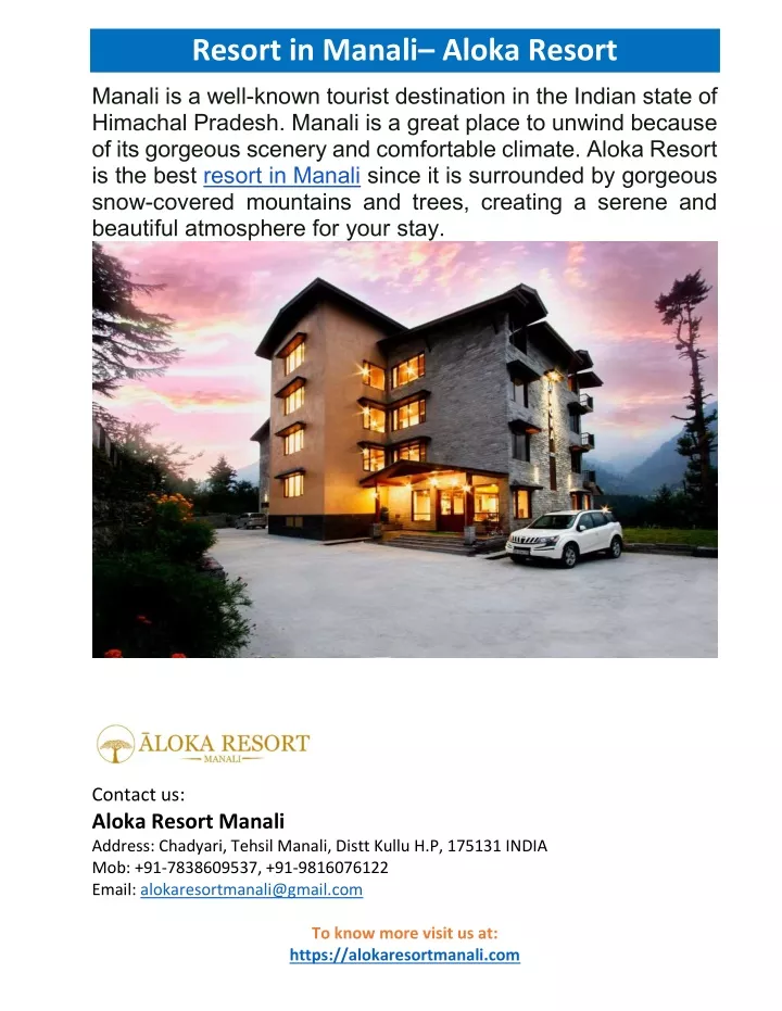 resort in manali aloka resort