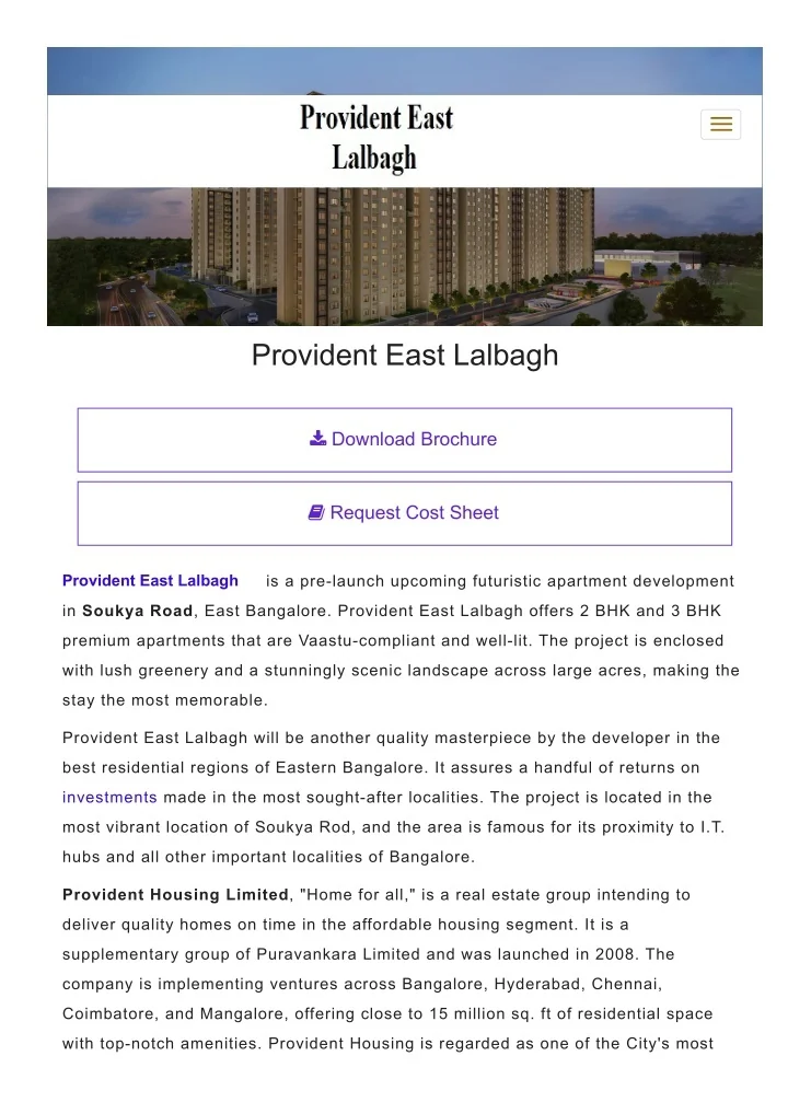PPT Provident apartments near lalbagh road PowerPoint Presentation