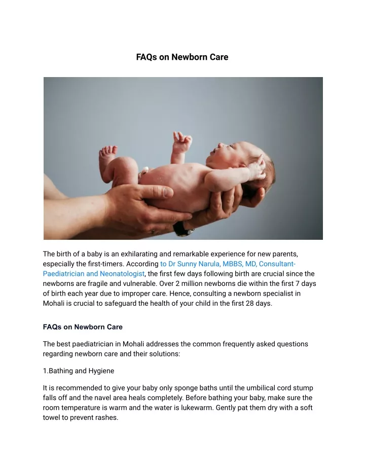 faqs on newborn care