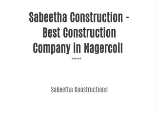 Sabeetha Construction - Best Construction Company in Nagercoil