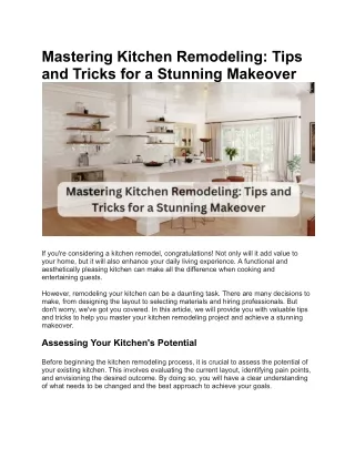 Kitchen Remodeling_ Tips and Tricks