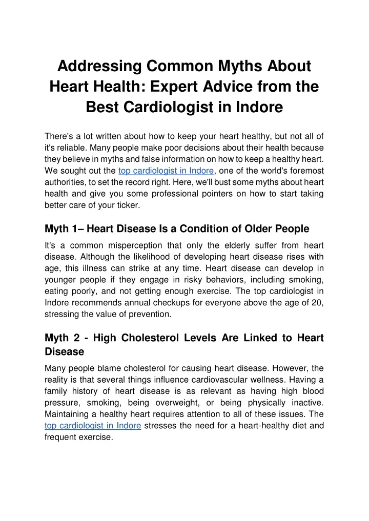 addressing common myths about heart health expert