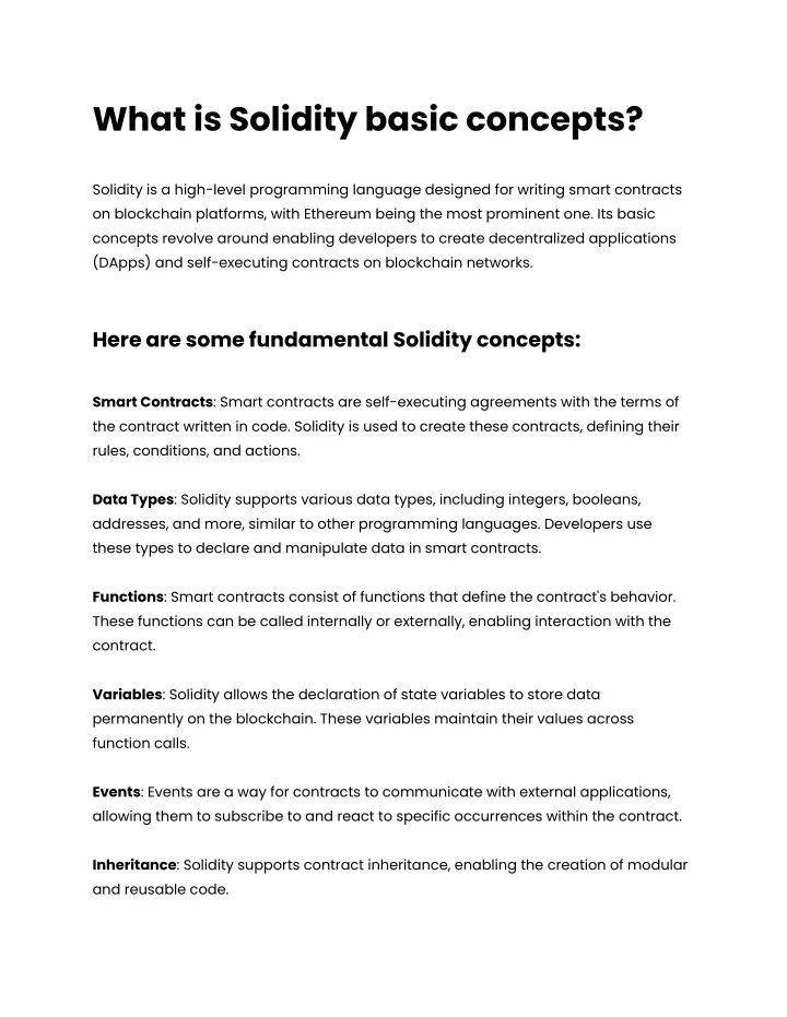 what is solidity basic concepts