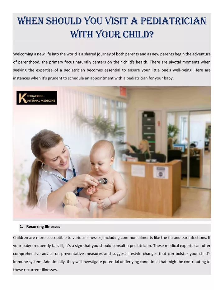 when should you visit a pediatrician with your