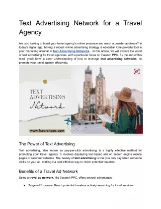 Text Advertising Network for a Travel Agency