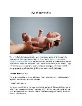 FAQs on Newborn Care