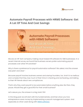 Automate Payroll Processes with HRMS Software