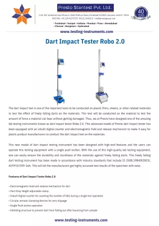 Falling Dart Impact Tester Supplier in India: Testing-Instruments
