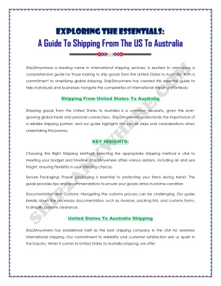 A Guide To Shipping From The US To Australia