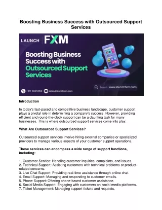 Boosting Business Success with Outsourced Support Services