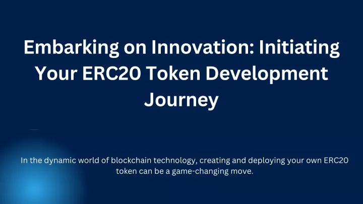 embarking on innovation initiating your erc20