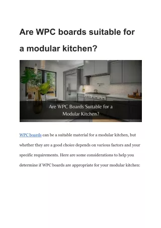 Are WPC boards suitable for a modular kitchen