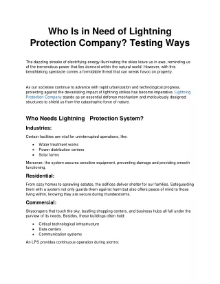 Who Is in Need of Lightning Protection Company