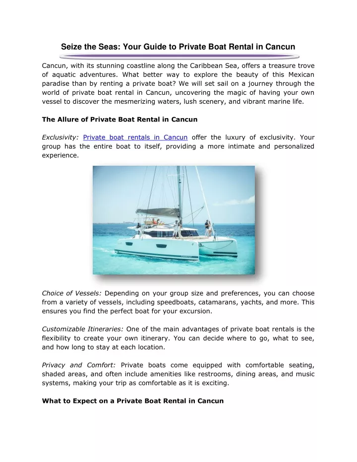 seize the seas your guide to private boat rental