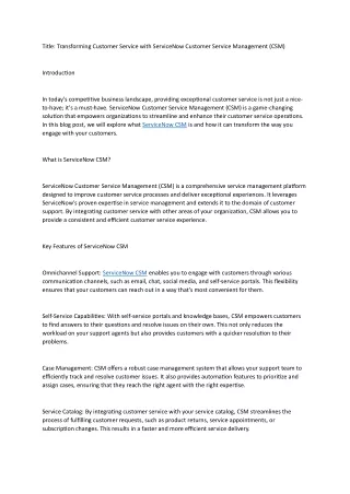 title transforming customer service with