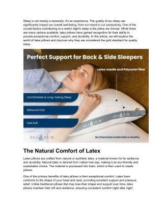 Enhance Your Sleep Quality with the Best Latex Pillows