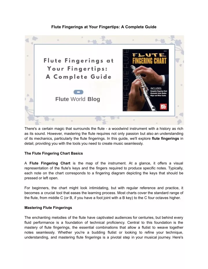 flute fingerings at your fingertips a complete