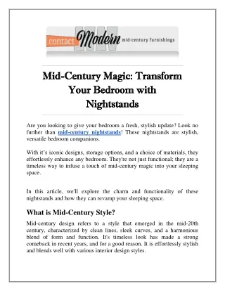 Mid Century Magic Transform Your Bedroom with Nightstands