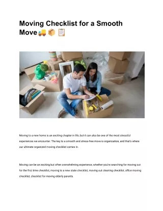 Moving Checklist for a Smooth Move