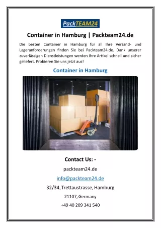 container in hamburg packteam24 de