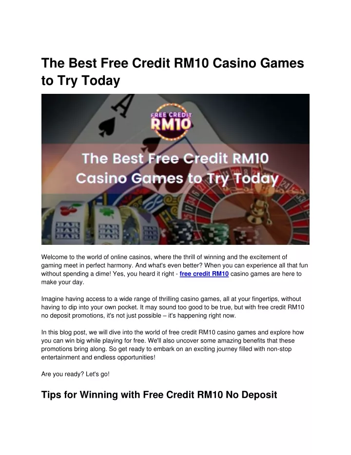 the best free credit rm10 casino games