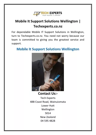Mobile It Support Solutions Wellington  Techexperts.co.nz