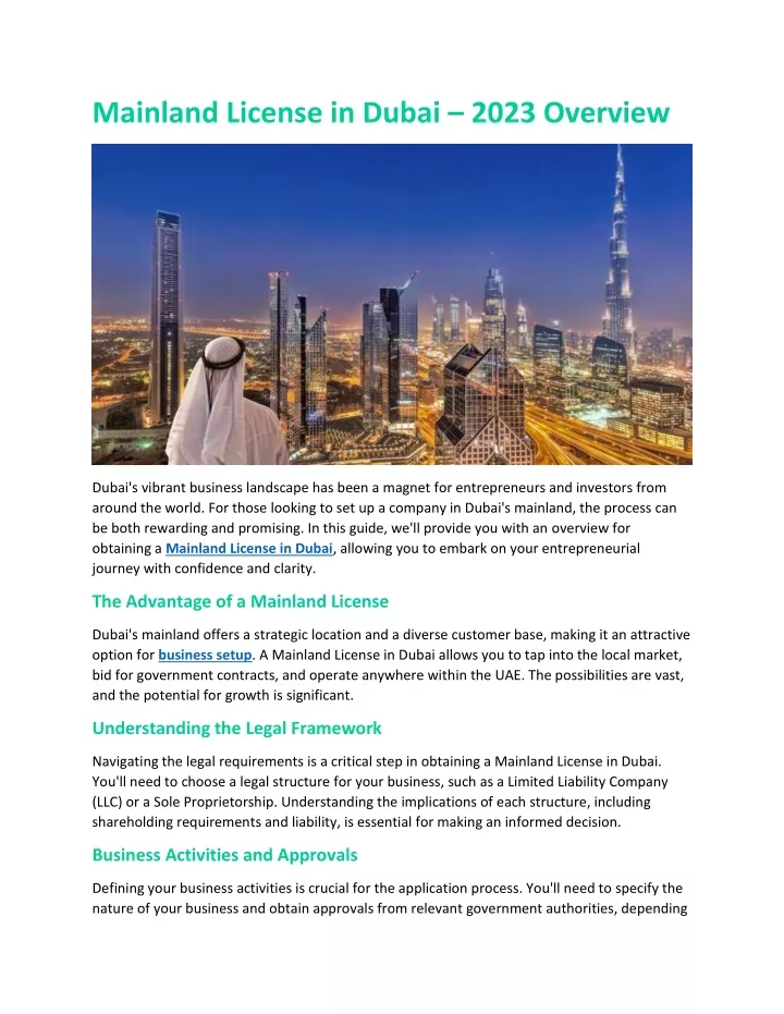 mainland license in dubai 2023 overview