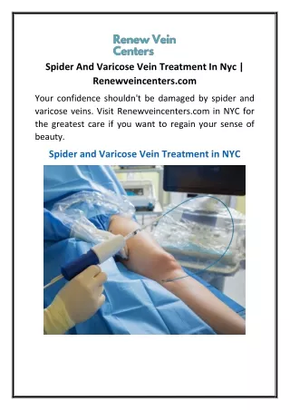 Spider And Varicose Vein Treatment In Nyc  Renewveincenters.com