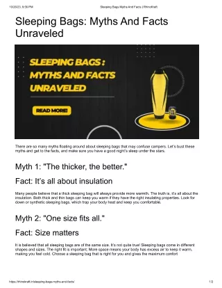 Sleeping Bags Myths and Facts Unraveled